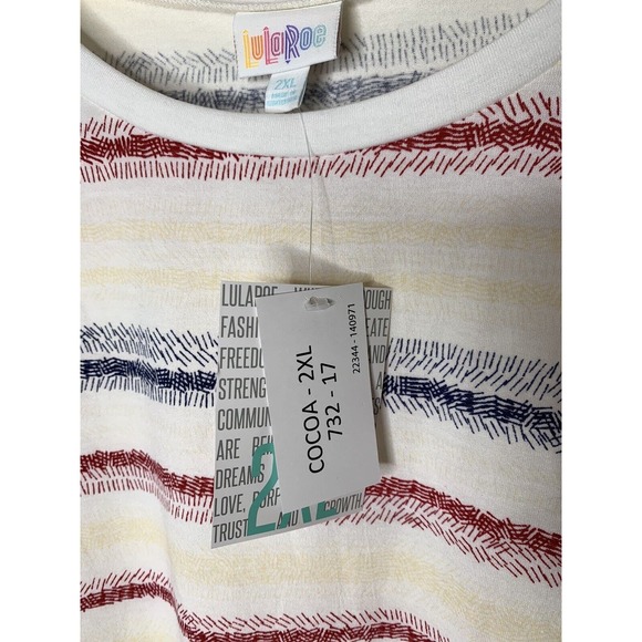 LuLaRoe Womens 2XL Tank Top Navy Blue Red Striped COCOA Round Neck NEW 732-17 - Picture 5 of 7